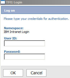 Authentication window within Excel TM1 add-in