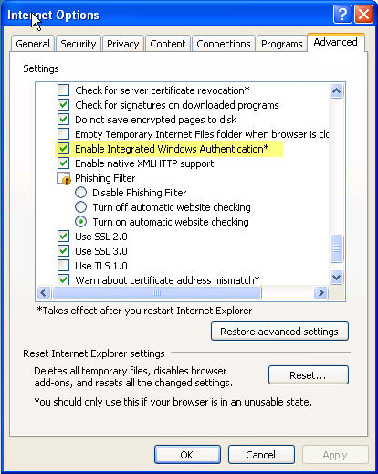 IE 7 Setting