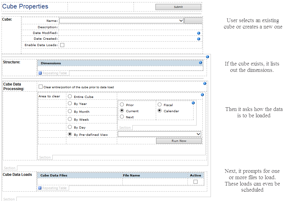 Screenshot of an application for loading data from users.