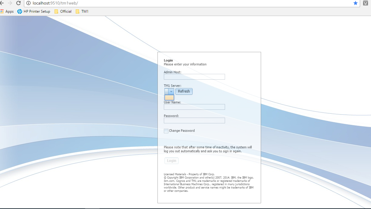 No server instances in drop down on TM1 web