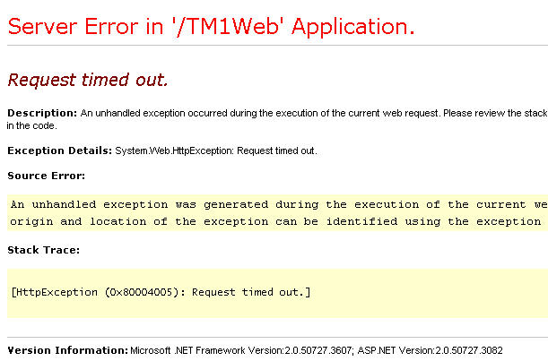 Tm1Web request timed out